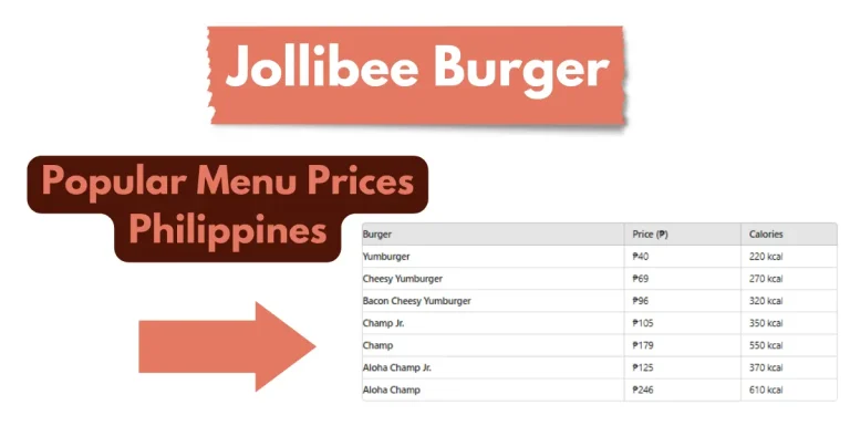 Jollibee Burger Menu Prices Philippines 2024