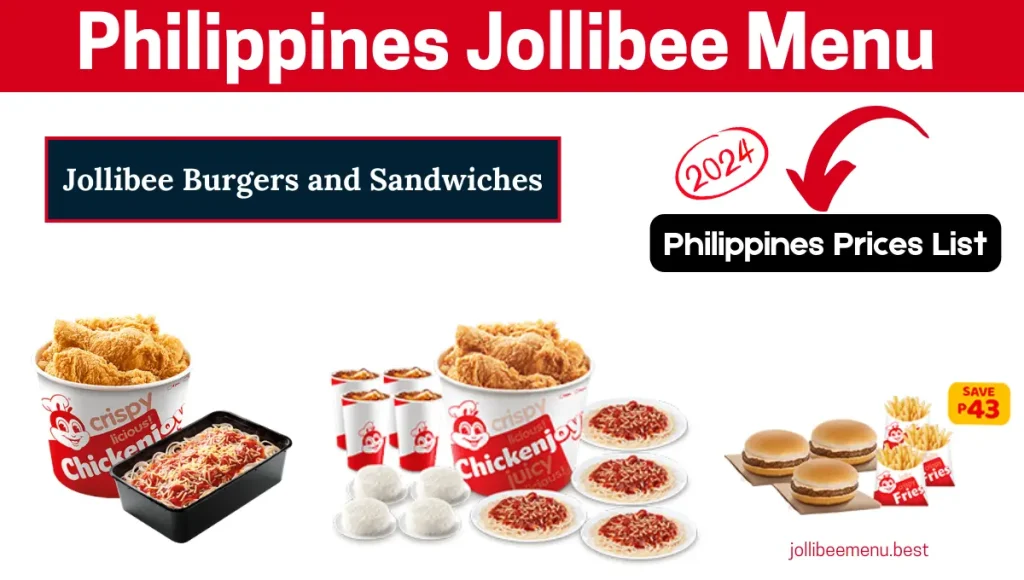 Jollibee Burgers and Sandwiches Menu