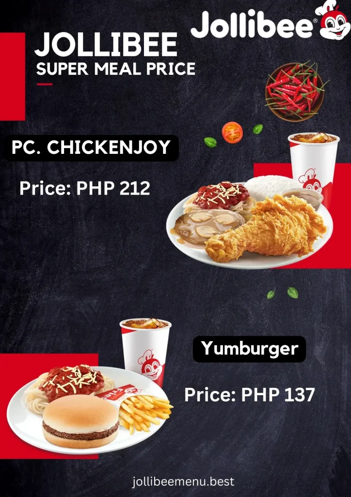 Philippines Jollibee Super Meal Menu 2024 Card